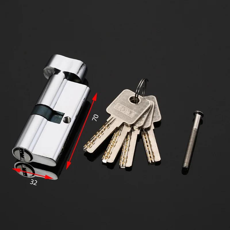 Door Lock Cylinder 70Mm/80Mm/90Mm Security Copper Lock Cylinder Interior Bedroom Living Handle Brass Key Locking 3/4/5 Keys New