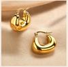 Irregular Geometric Hoop Earrings Stainless Steel Gold Plated Thick Abstract Hollow Lightweight Jewelry Non-Tarnish