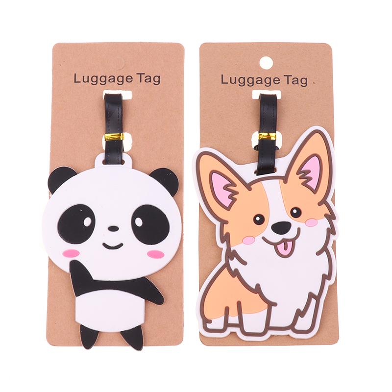 1Pc Luggage Tag Cute Corgi Panda Suitcase Portable Travel Label Accessories