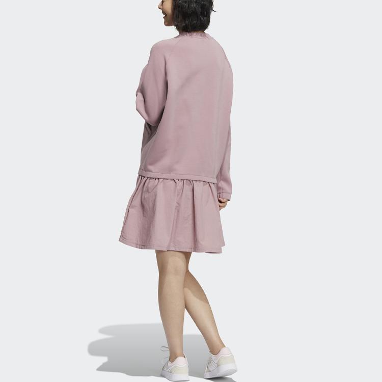 Adidas Neo CNY Print A-Line Sports Long Sleeve Dress Women Dress Purple Pink HM9884
