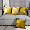 4pcs Geometric Style Pillows In Yellow and Gray Tones Display Modern Simplicity for Home Sofa Room Decoration Zipper Closure