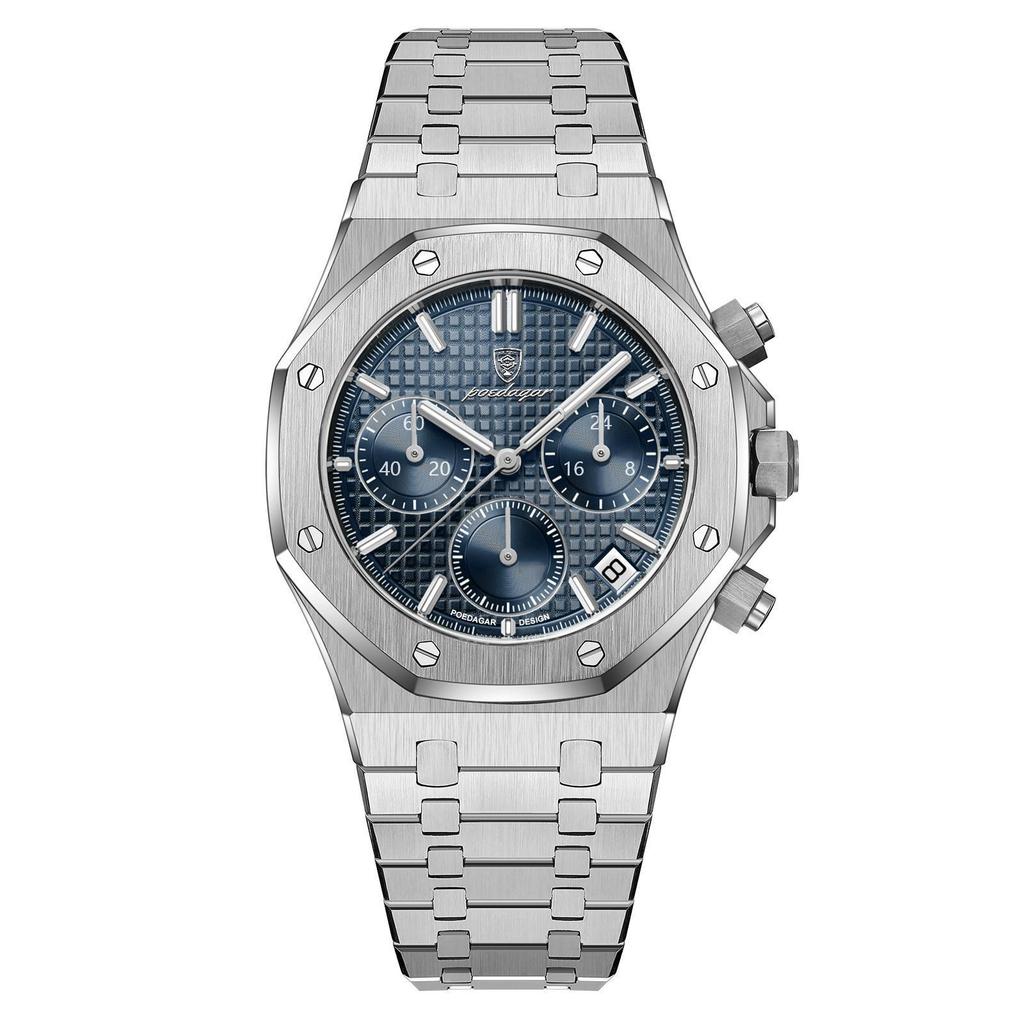 Fashion Man Wristwatch Waterproof Stainless Steel Luminous Men Watch Chronograph Date Luxury Quartz Men's Watches