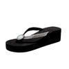Fashion Women's Clip-toe Wedge Heels Women's  Summer Sparkling Crystal Platform Sandals Women Plus Size 42 Outdoor Flip-flops
