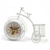 Wire Basket Cycle Clock White Bike Desk Iron Table Timepiece