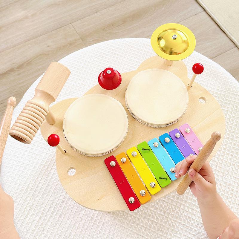 Multifunctional Children s Wooden Percussion Set: Xylophone, Drum, Gong, Hand Pat Drum - Educational Music Toy