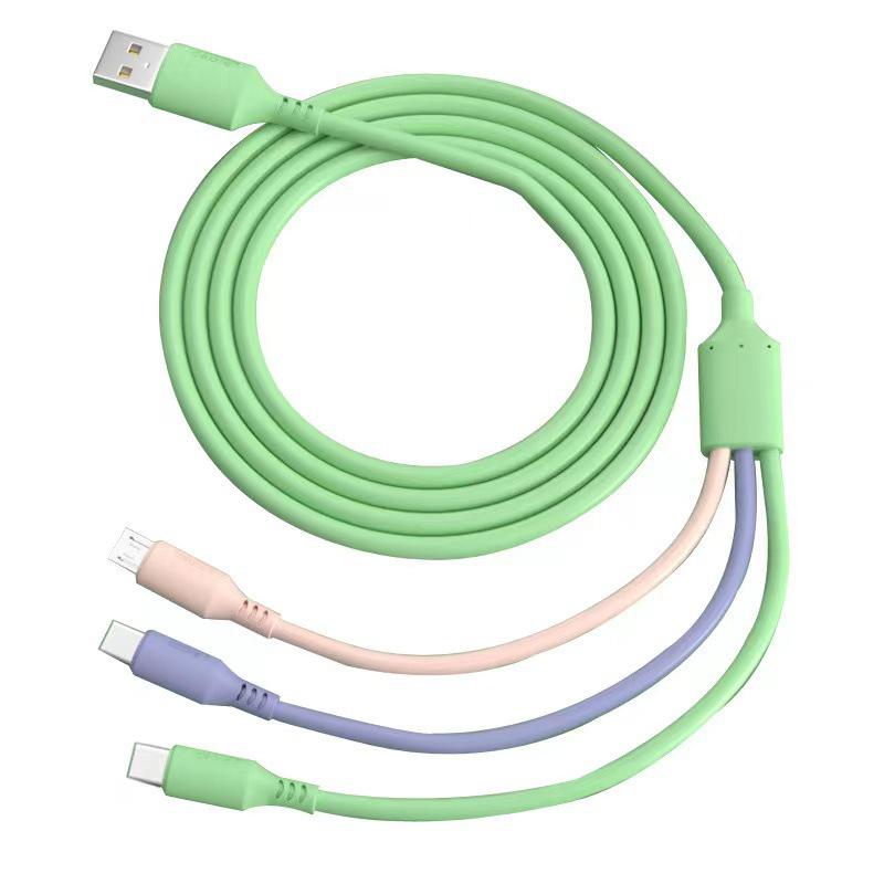 Nylon Braided 3-in-1 Fast Charging Cable - Universal Compatibility Liquid Three-in-One