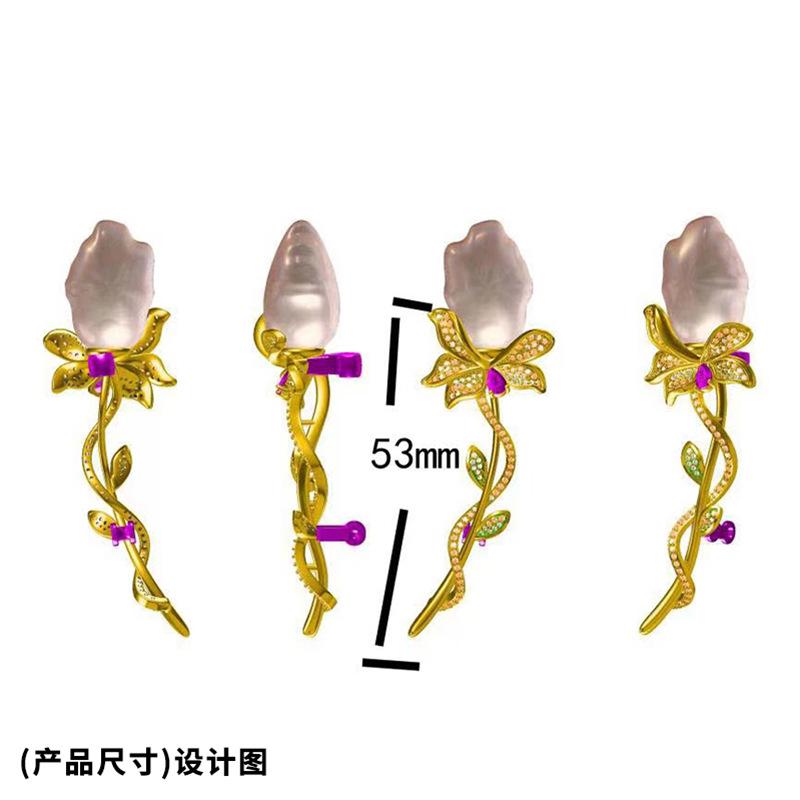 Pearl Corsage, Elegant Rose Brooch, Copper Micropaved Zircon Thick Gold-plated Pin