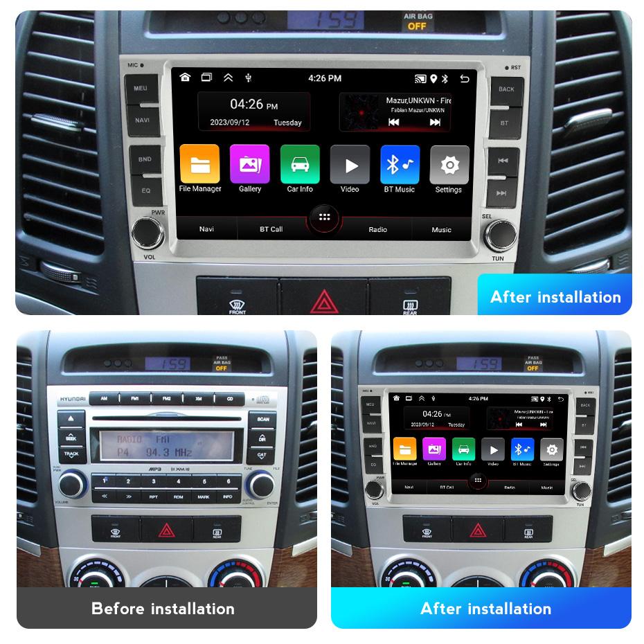 Wireless CarPlay Android Auto Multimedia Display Screen For Hyundai Santa Fe 2006-2012 Android 15 Car Radio Intelligent System