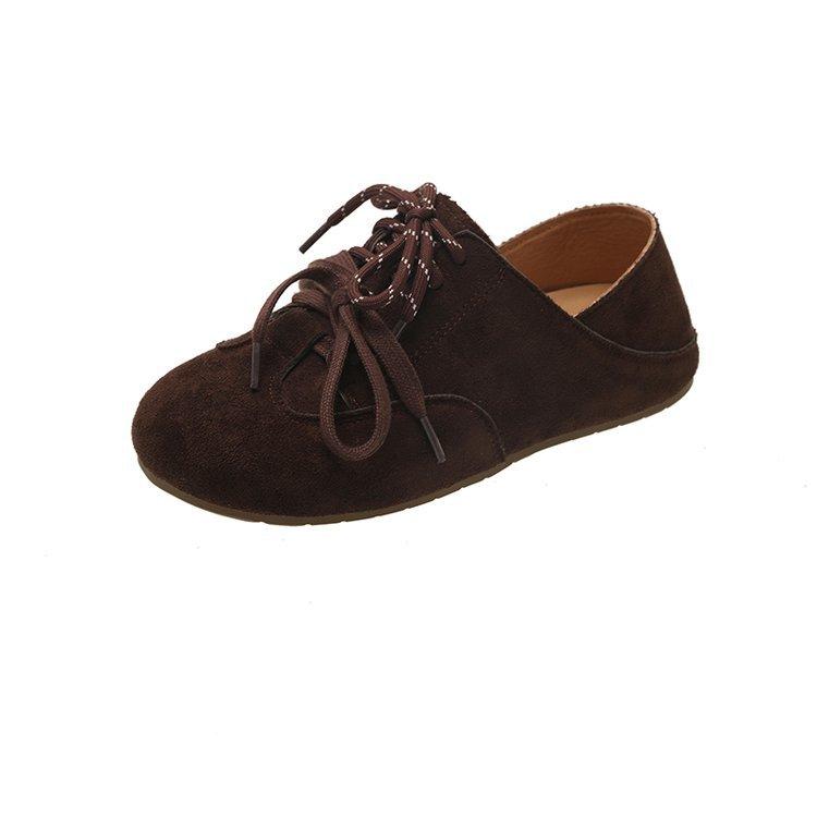 

Retro brown French flat-bottomed all-inclusive Boken shoes women s 2025 new autumn skirt versatile soft-soled single shoes 40 кофейный