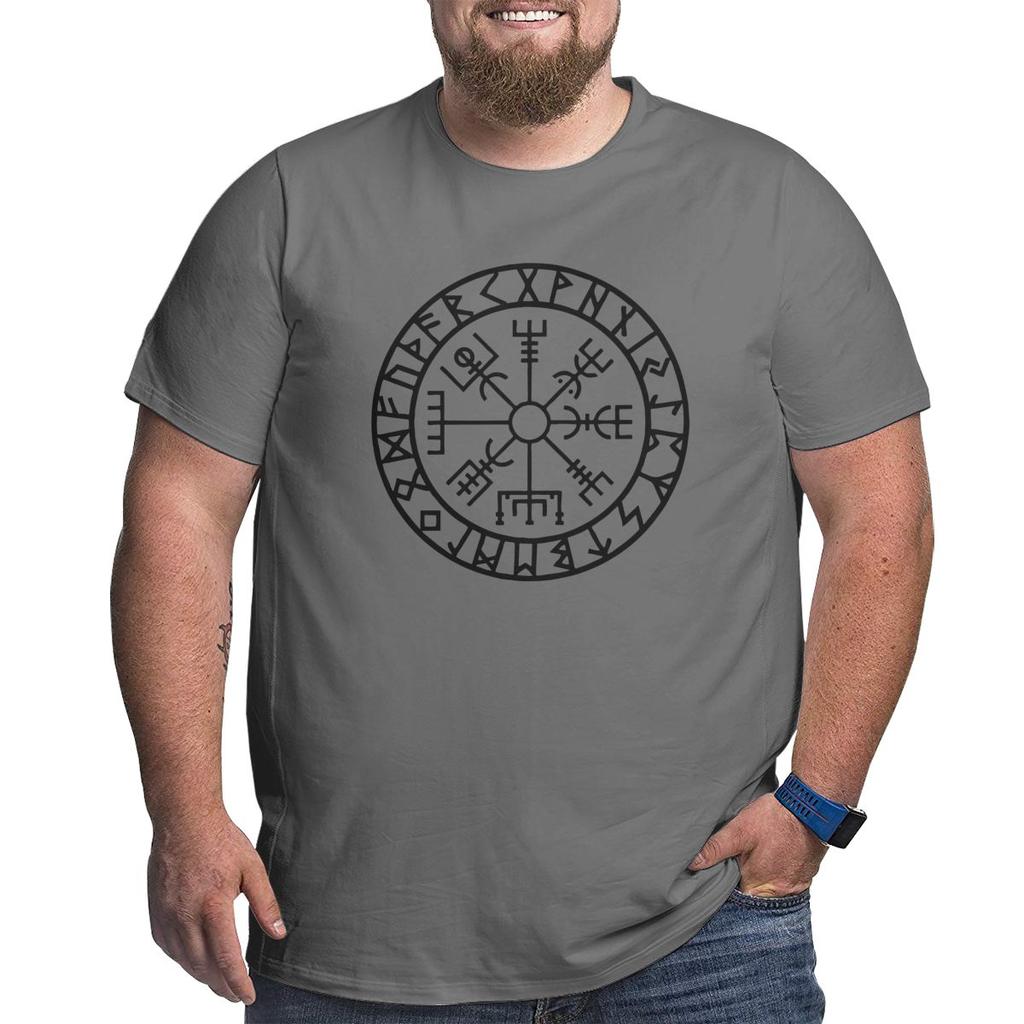 Vegvisir Futhark Runes Navigator T Shirt for Men Valhalla T-Shirt Big Tall Tee Clothing Plus Size Big Size Large 4XL 5XL 6XL