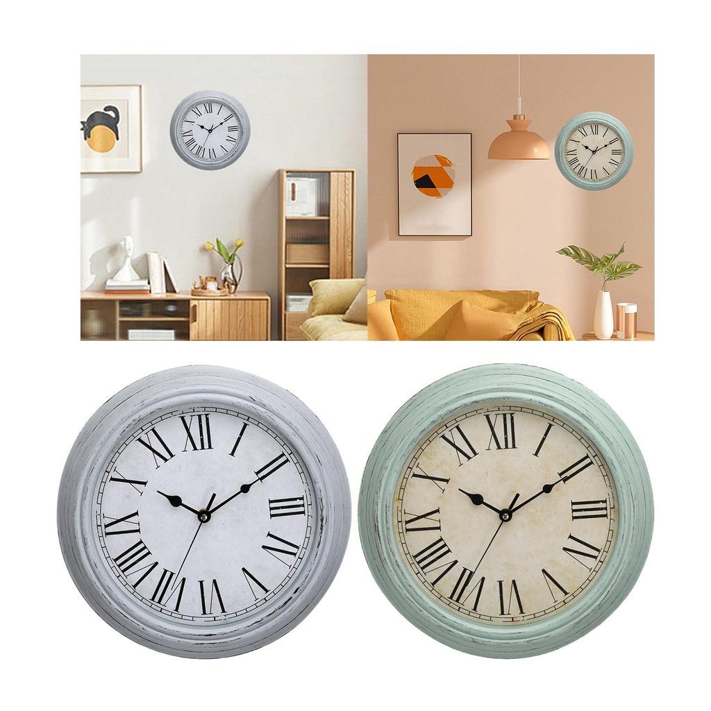 Vintage Wall Clock Battery Operated Decorative Quiet for Bathroom Bedroom