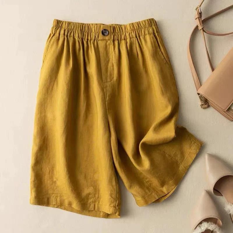 Casual Linen Shorts Women s Gym Sports Shorts Shorts Long Pants High Waisted Multi-color Women s Shorts Women s Sports Shorts S