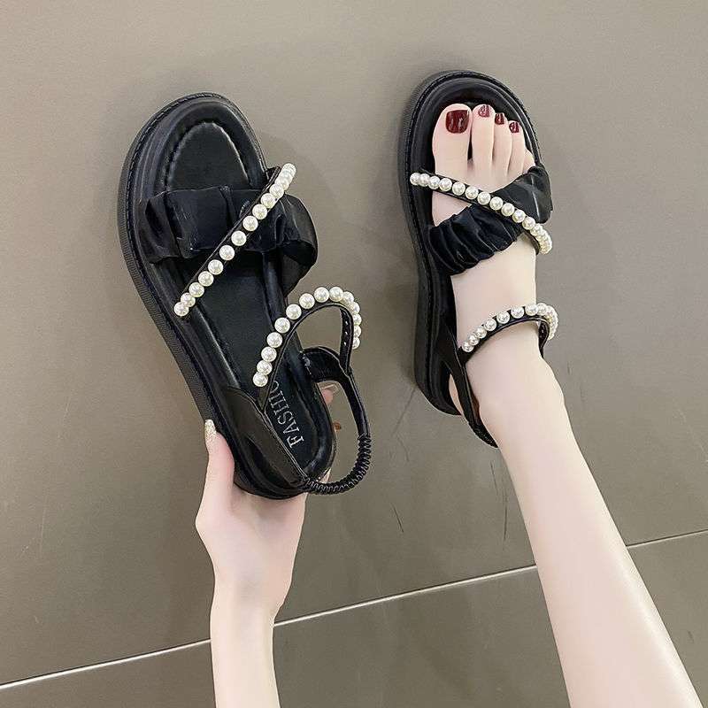 Maternity Sandals Women's Summer 2025 New Platform Fairy Wind Gentle Lady Pearl Super Fire Roman Shoes