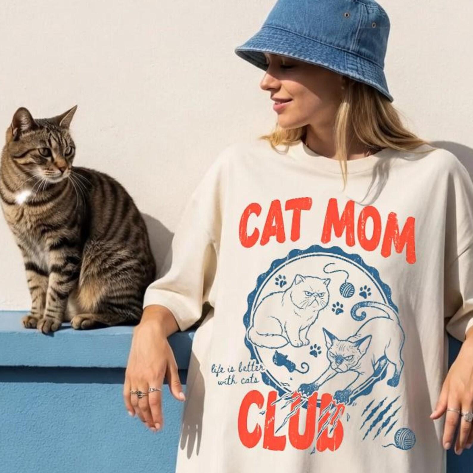 Comfort Colors® Cat Mom Club Shirt - Funny Cat Owner Tshirt,Cat Mom Gifts,Cat Lover Tee,Cat Mama Gift,Pet Mom T shirt S