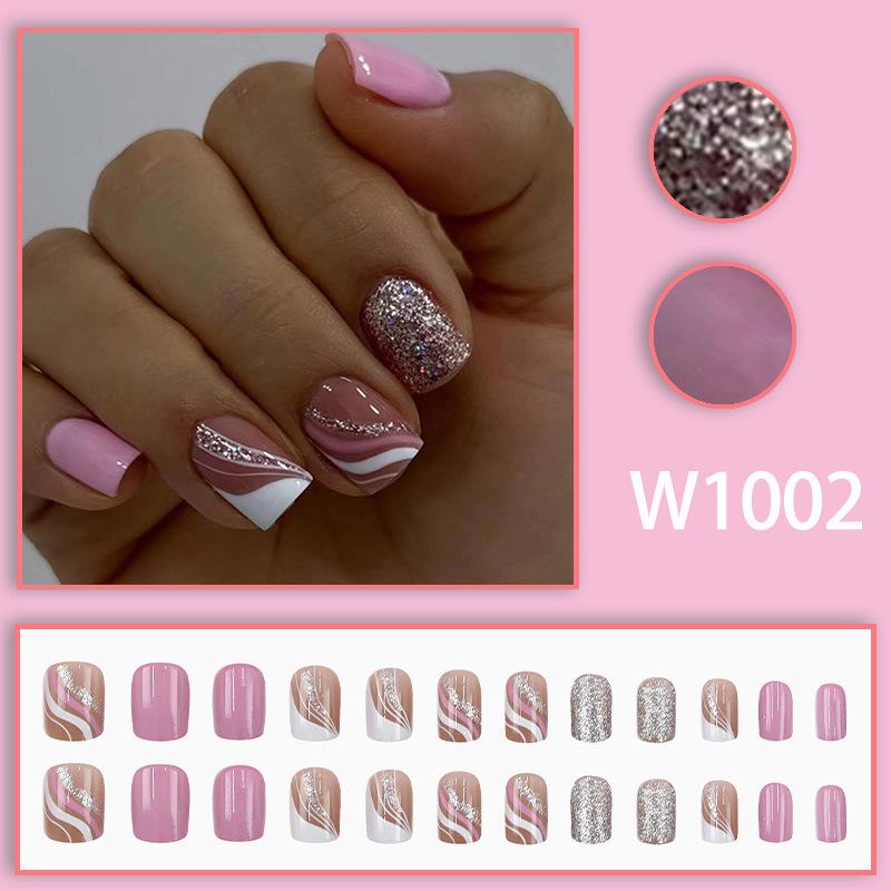 Европейский и американский стиль - Наклейки для ногтей с блестящей волной - Высококачественные, носимые гламурные ногти