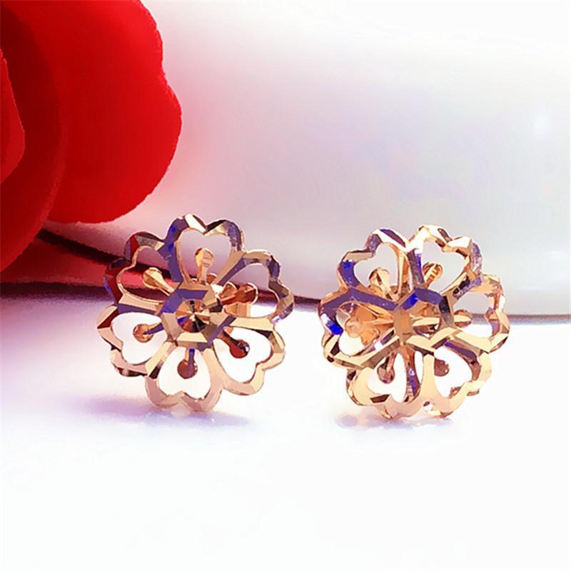Фиолетовые Золотые Полые Серьги-Гвоздики Женские Маленькие Серьги с Цветным Позолоченным Покрытием из Розового Золота