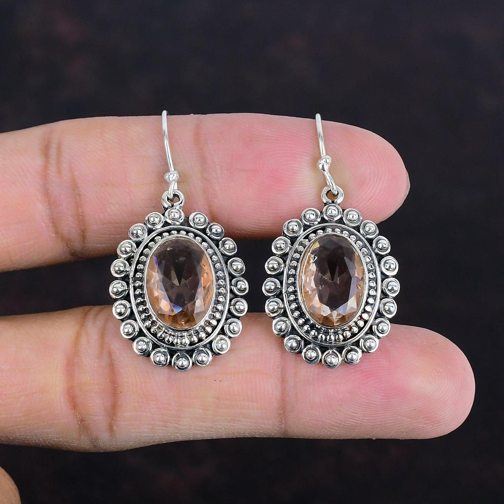 Faceted Morganite Earrings Gemstone Earring Vintage Jewelry 925 Sterling Silver Earring Handmade Jewelry Brand New Earring Gifts For Mother