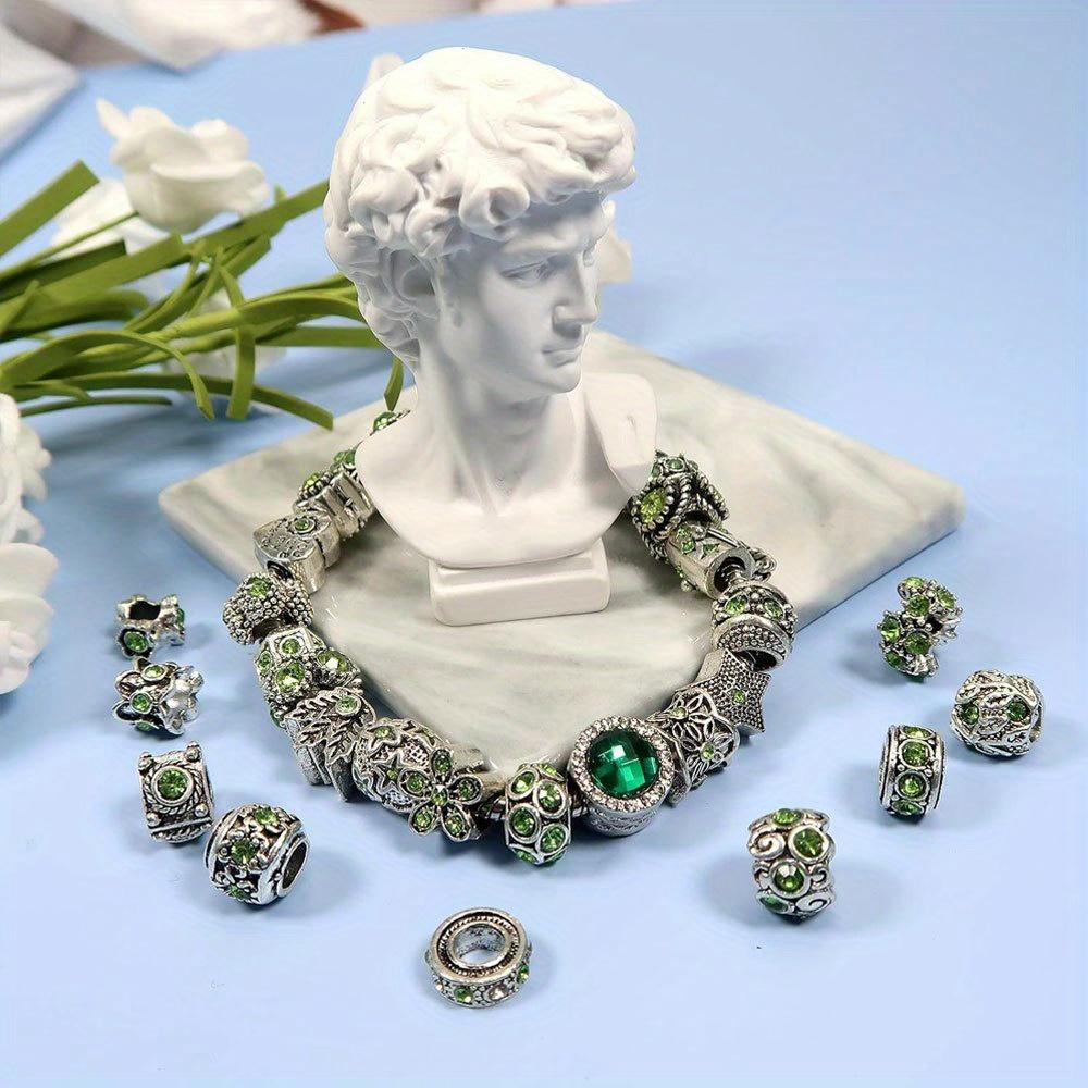 10/20/30 pieces alloy light green series large hole bead decorative bead spacer bead DIY bracelet necklace earrings keychain jewelry making