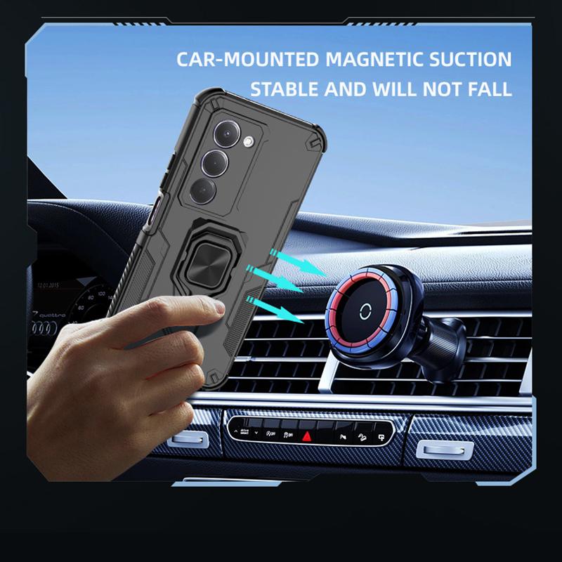 KEYSION Funda Blindada Antigolpes para Redmi 15 169.5mm 171mm Silicona+PC Soporte de Anillo Metálico Vertical Funda para Teléfono para Redmi 15 5G