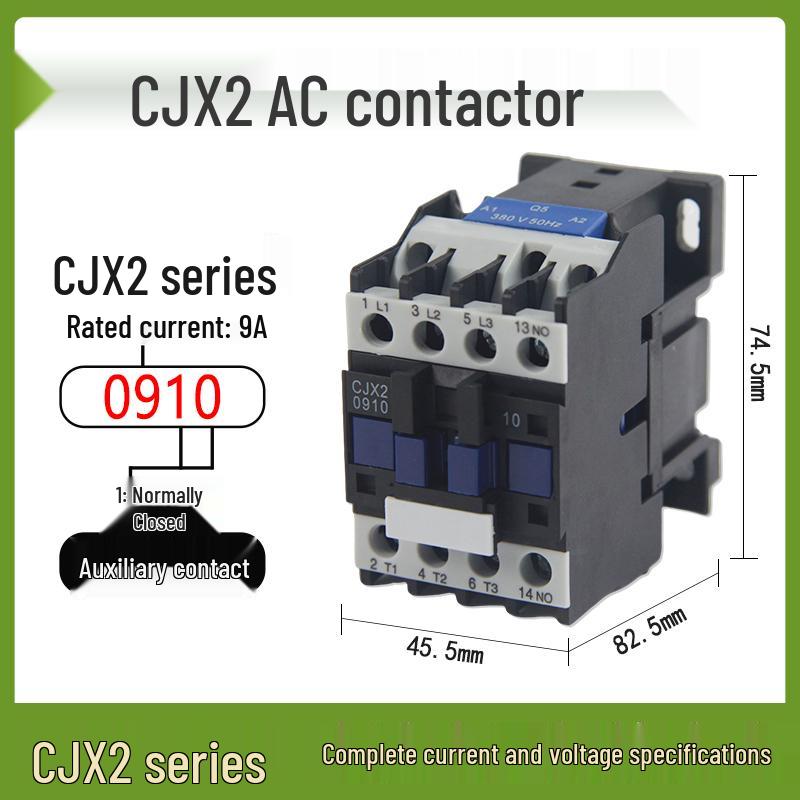 AC Contactor CJX2 Series: 1210, 0910, 1810, 2510, 3210 - Single-phase 220V, Three-phase 380V, 12A