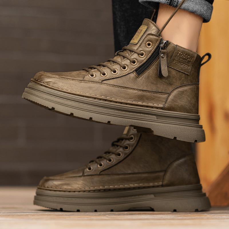 New High Top Boots Casual Fashion Anti Slip Lightweight Comfortable Features Thick Soled Height Increasing Retro Workwear Boots