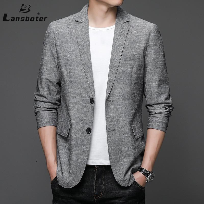 

Lansboter льняной костюм, впитывающий пот, дышащий мужской хлопково-льняной повседневный костюм, тонкий маленький костюм, пальто для мужчин