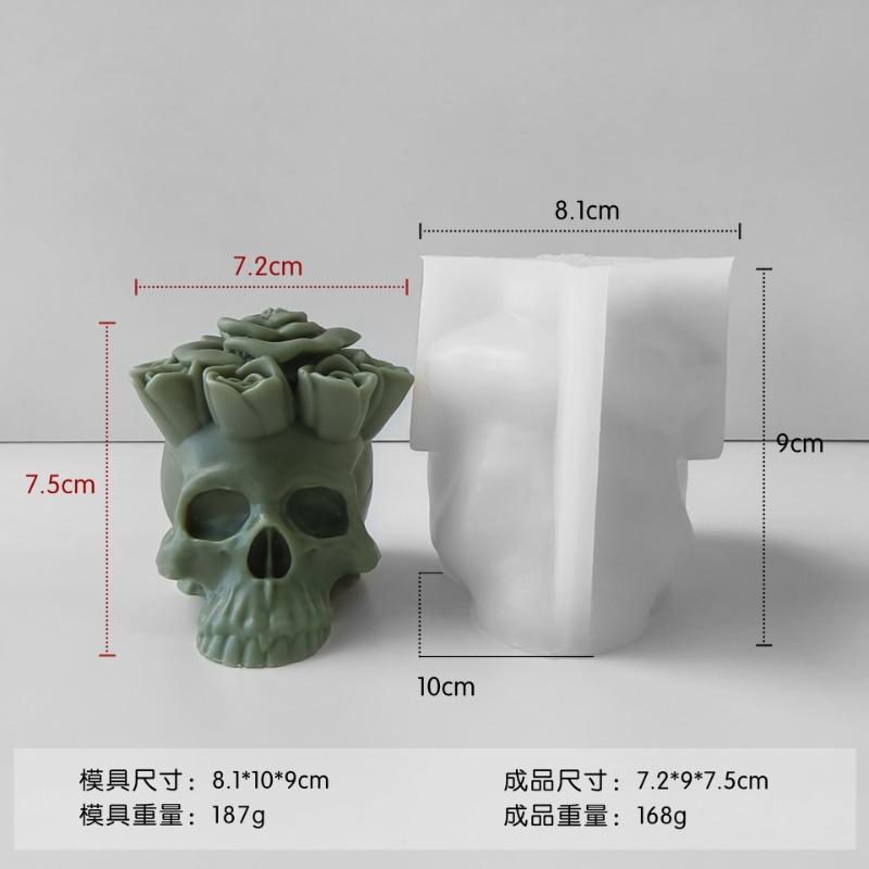 DIY Blume Totenkopf Kerzen Silikonform 3D Schlange Totenkopf Bastelwerkzeuge Gips Harz Seife Betonform Halloween Geschenkherstellungswerkzeug