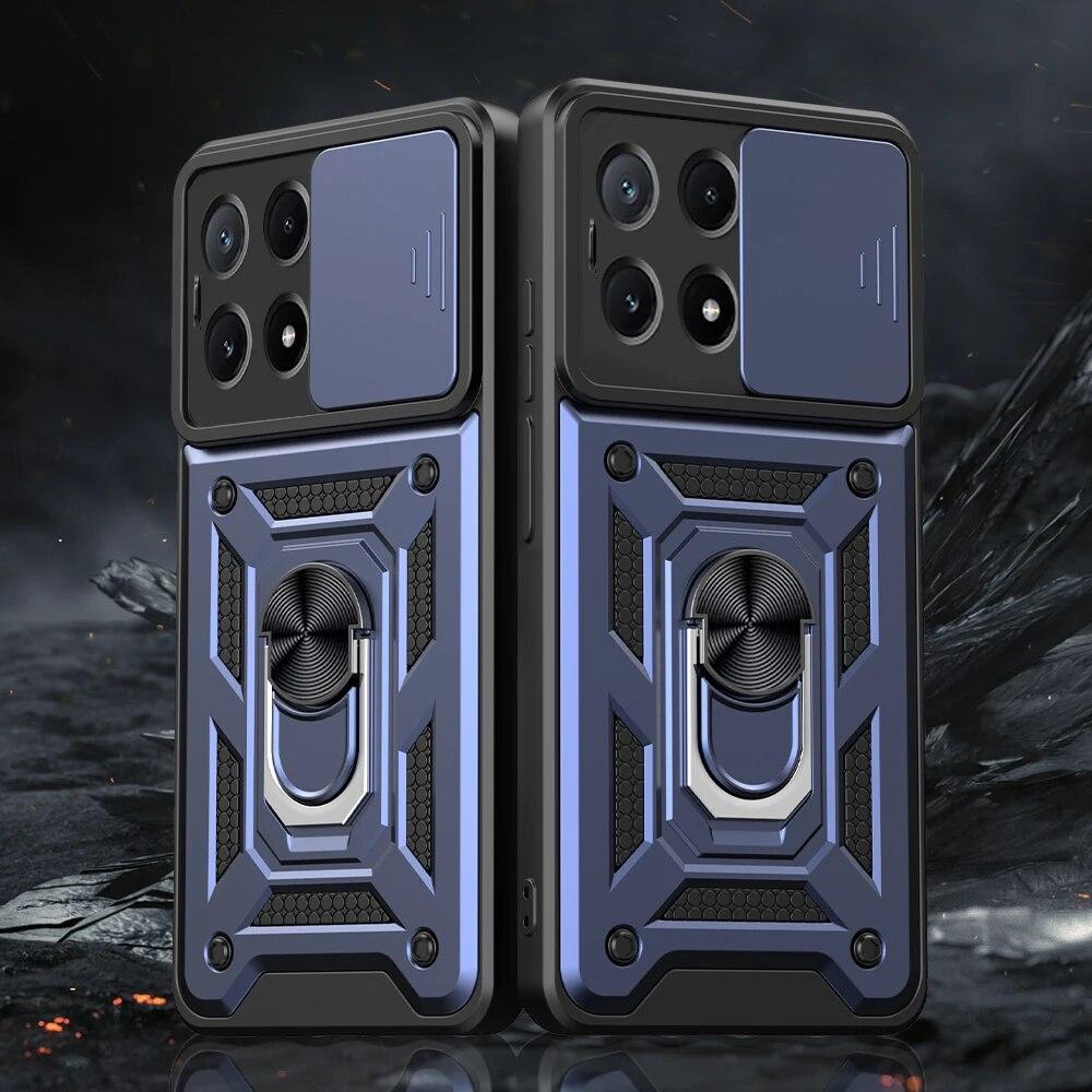 For Xiaomi Mi Poco X6 X5 Pro Camera Shockproof Armor Case For Poco X5 X6 CASES Car Magnetic Holder Ring Protect Cover