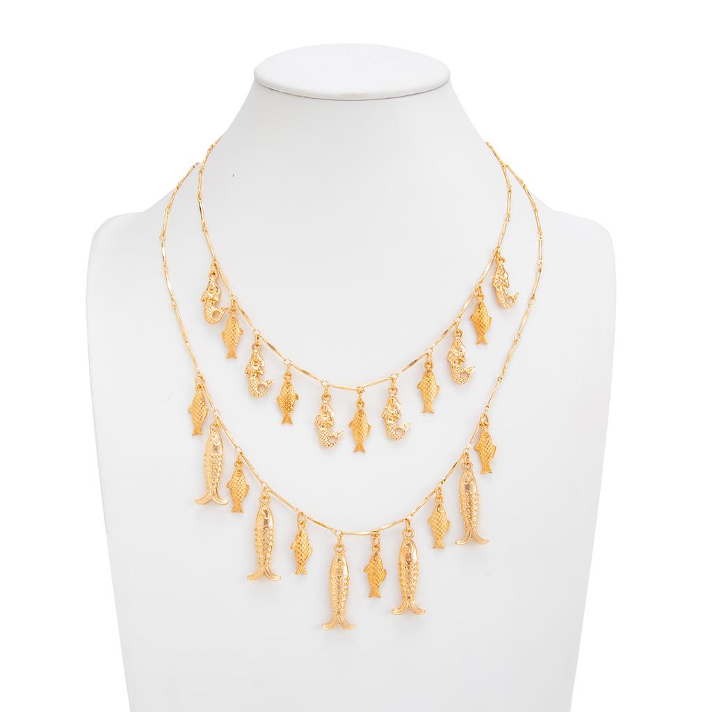 Ocean Metal Fish Pendant Necklace Mermaid Chain Stacked Collarbone Necklace