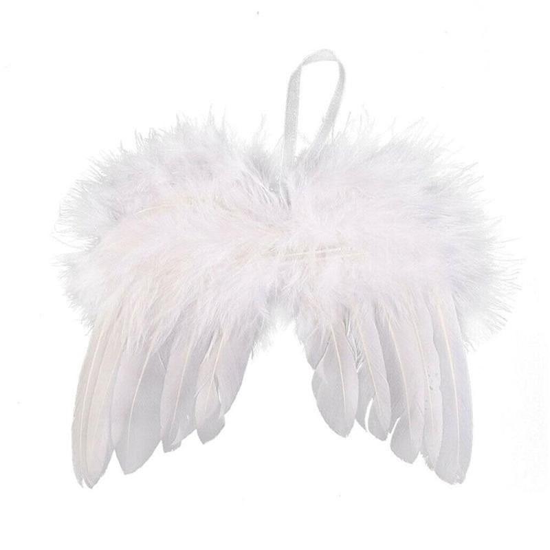 1/10pcs White Angel Wings Christmas Ornaments Angel Feather Wings Hanging Decor For Christmas Tree Xmas Crafts DIY Decorations