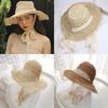 Versatile Style Hat Straw Woven Hollow Lace Strap Womens Sunshade Hatscaps
