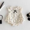 Toddler Baby Girl Bubble Romper Bow Dot Print Flying Sleeve Doll Collar Jumpsuit Cute Summer Spring Clothes