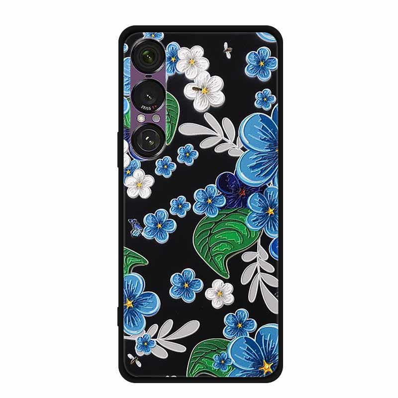 3D Emboss Case For Sony Xperia 1 VII 5G Case Flowers TPU Soft Silicone Back Cover For Sony Xperia 1 VII 2025 Phone Case XQ-FS54
