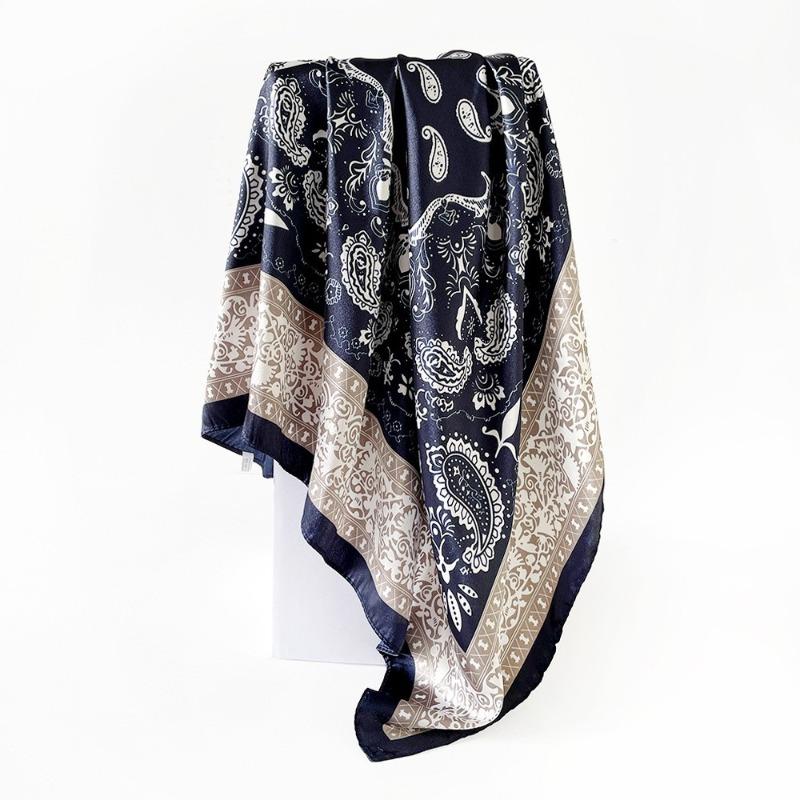 

Classic cashew pattern silk scarf women s trend versatile imitation silk bag head scarf 90cm square scarf 90x90cm