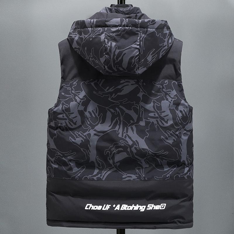 Nadměrné velikosti S-8XL Zimní bez rukávů Parky Pánské svrchní oblečení Módní Pánská hřejivá vesta s kapucí