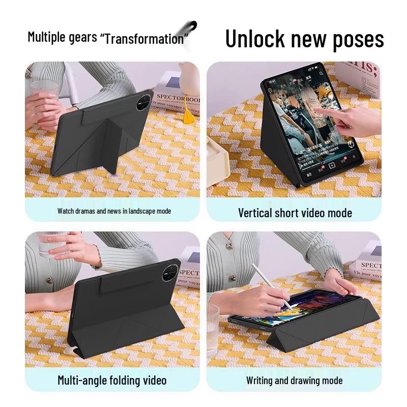 OPPO Pad 6 12.1-Inch Tablet Protective Case, 3+Y Fold, Magnetic Suction, Anti-drop, with Buckle Flip Cover