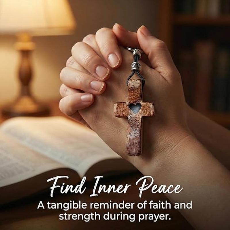 Handheld Olive Wood Clinging Cross From Elegant Wooden Cross Decor - Versatile Spiritual Symbol for Home & Office, Perfect Gift
