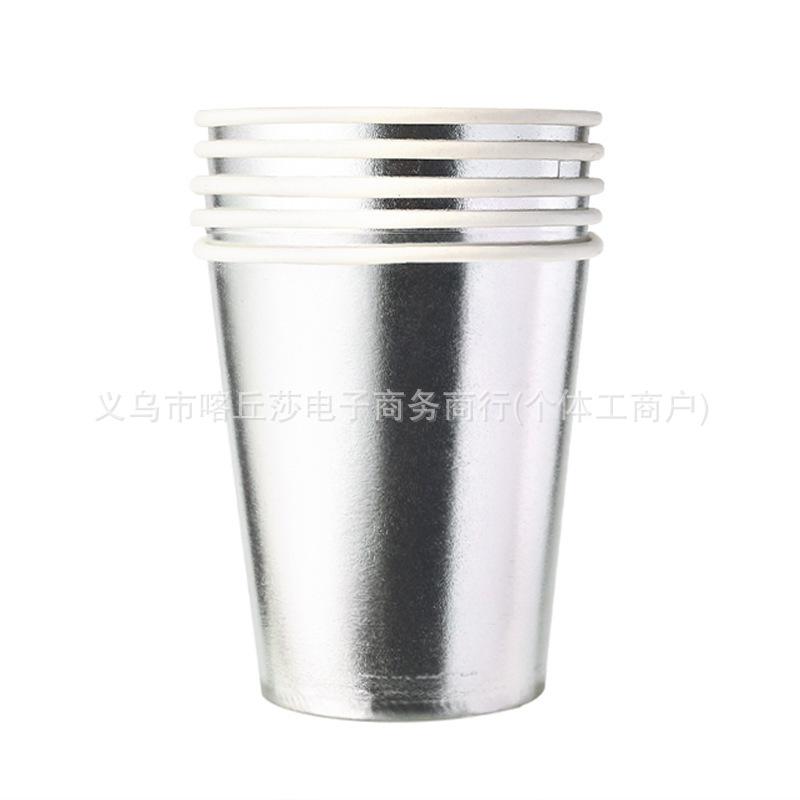 Disposable Bronzing Paper Cup Laser 9 Ounces Paper Cup Birthday Party Decoration Supplies Manufacturer Spot