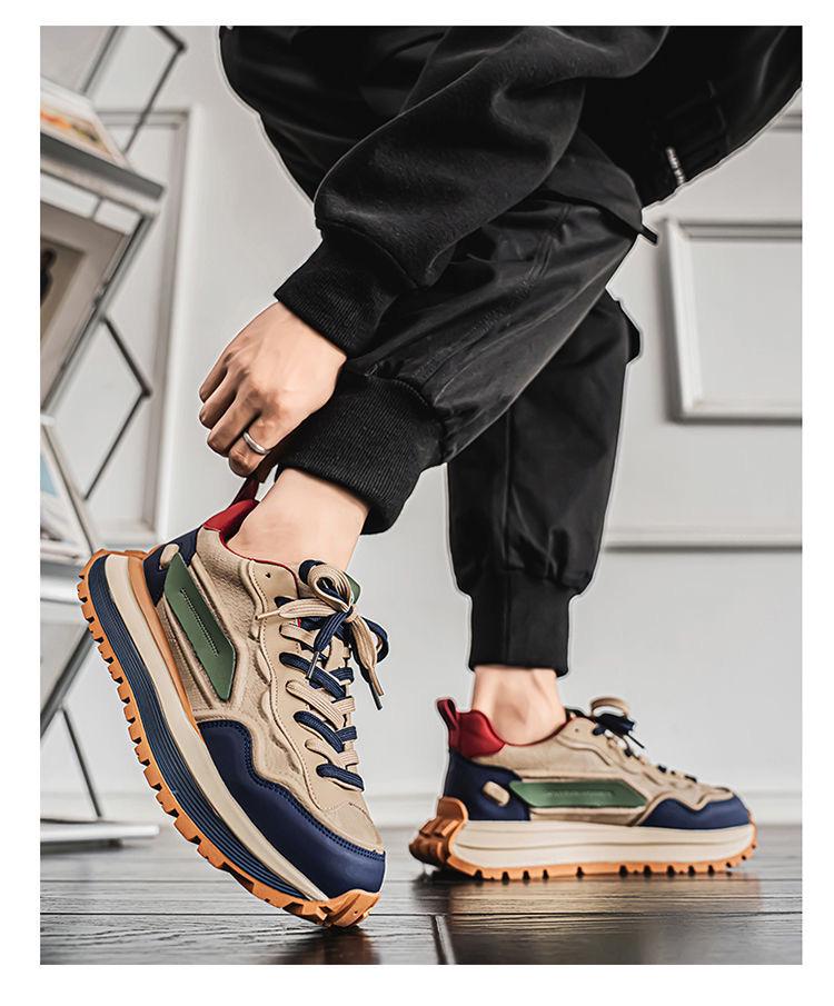 Men's Spring 2025 Breathable Casual White Sneakers, Non-Slip Soft Sole Trendy Dad Shoes