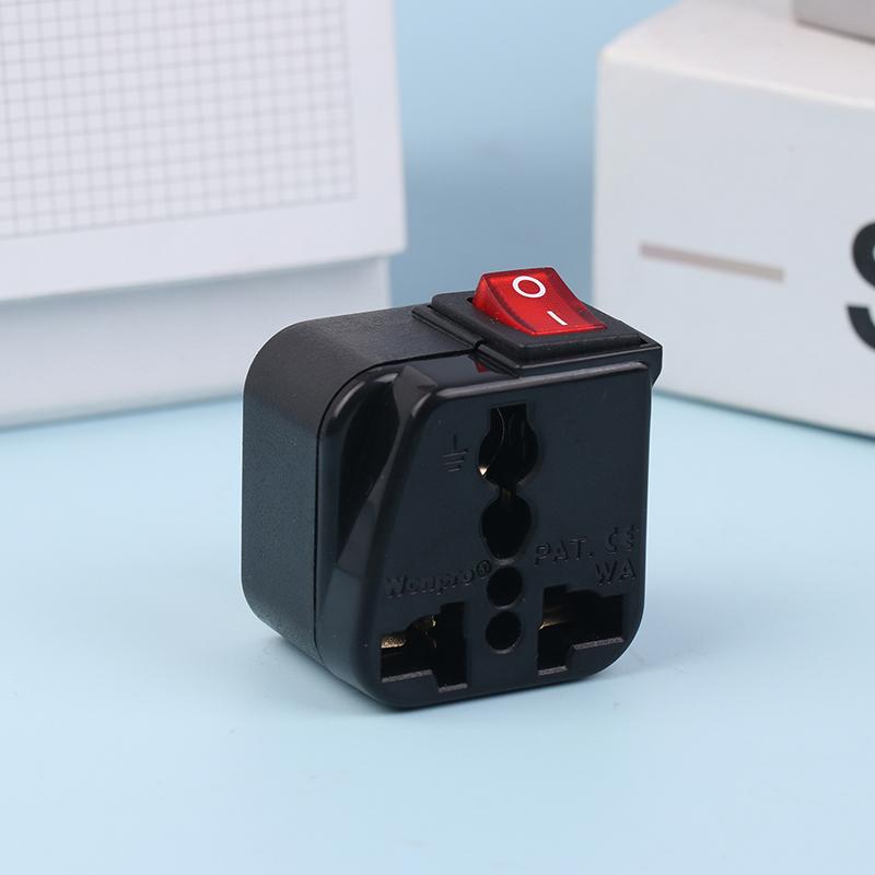 

Адаптер-переходник с вилкой США на 2 контакта Ac100~250В 10А с главным выключателем и светодиодным индикатором Wsa-6 Электрический адаптер для вилки чёрный