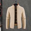 Hommes automne hiver manteau col montant tricoté couleur unie épais Cardigan élastique manches longues fermeture à glissière doux hommes pull veste