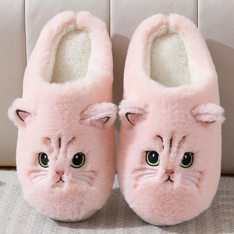 "Unisex Kätzchen Cartoon Flauschige Baumwoll Hausschuhe, Warmes Plüsch für Herbst und Winter"