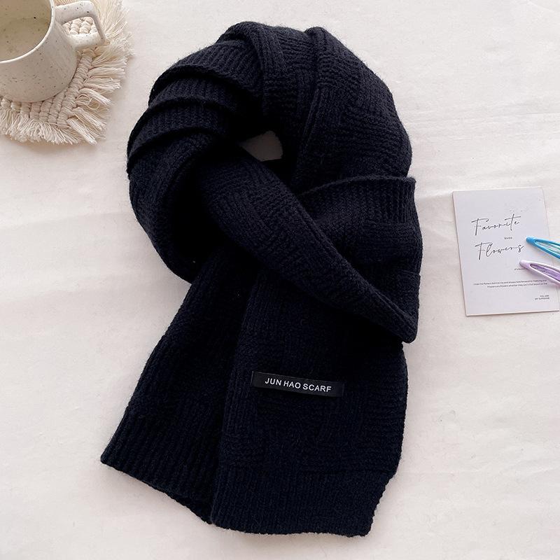 

Красный шарф женский новый осенне-зимний шерстяной универсальный высококлассный подарок на день рождения вязаный шарф мужской чёрный