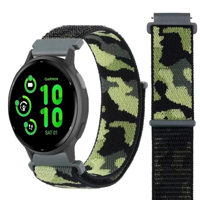 20mm 22mm Nylon Loop Strap for Garmin Forerunner 55 165 965 265 265 Music Venu 3/2 Bracelet Band for Garmin Active/Vivoactive 5
