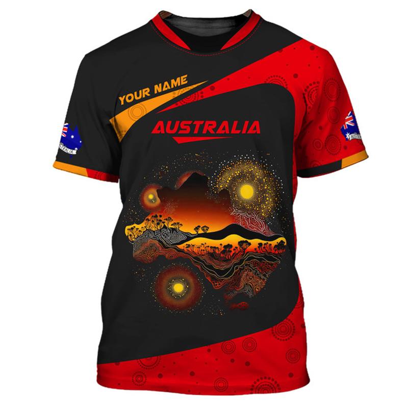 Custom Name Australia Flag Map Graphic T Shirt For Men Women Summer Casual Short Sleeve Tee Australian Animal T Shirt Kids Tops