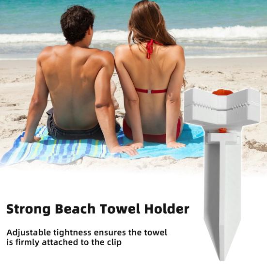 Beach Towel Holder Stake Adjustable Windproof Towel Fixing Clip Heavy Duty Outdoor Sand Grass Compatible Beach Towel Clamp