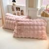 2pcs Warm Plush Fur Pillowcase Fluffy Pillow Cover Solid Color Sleep Pillowcase  Dormitory