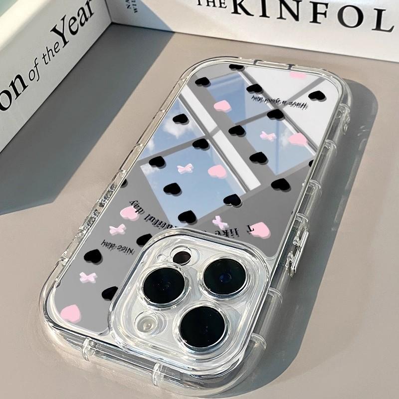 Mirror Full Screen Love Flowers for IPhone16pro Max for Apple 14 Mobile Phone Case European and American 17Pro Korean Style