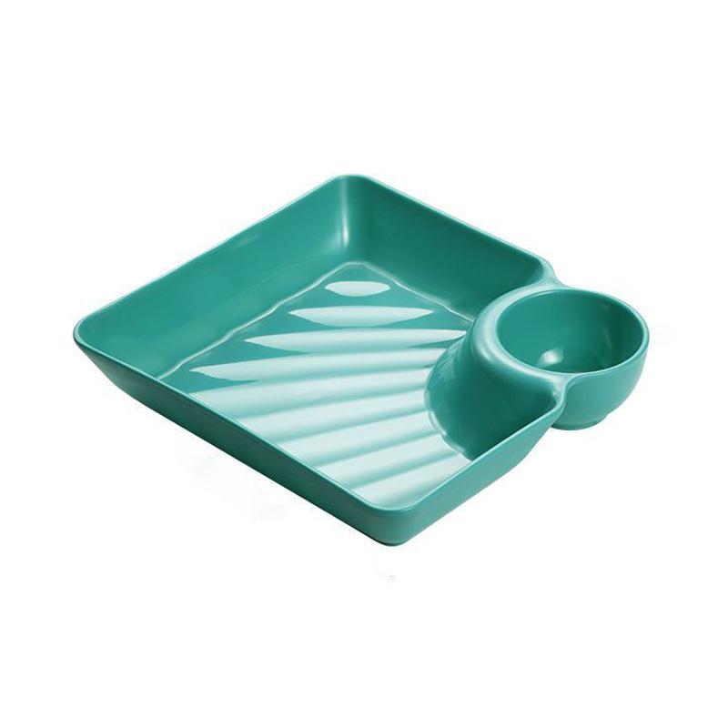 Multi-Purpose Dumpling Plate With Vinegar Plate Snack Dish 2-Grid Spices Dish Dumplings Dessert French Fries Ketchup Holder