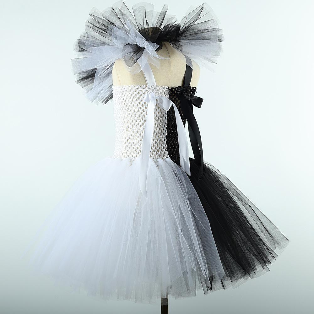 Costumul de clovn Terrifier Art Girl Negru Alb Rochie tutu fantezie Rochie Joker Horror pentru Fete Costume de Petrecere Carnaval Halloween